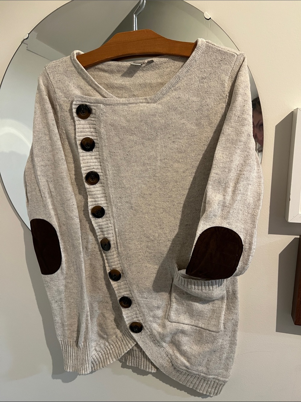 Cardigan with Brown Elbow Patches